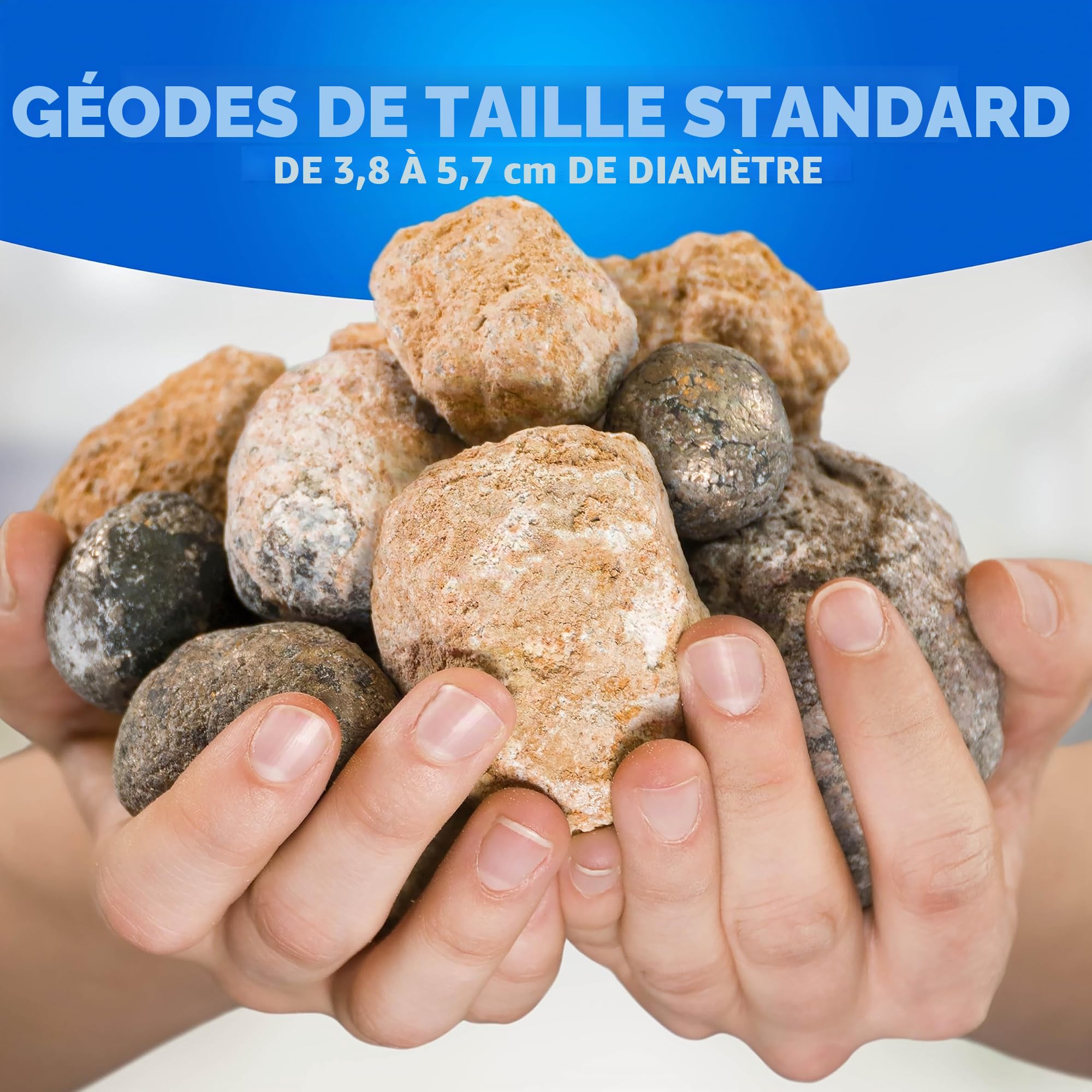 National Geographic Kit Scientifique pour Ouvrir 4 Géodes – Comprend des Lunettes et Un Présentoir - Cadeau Scientifique STEM pour Les Amateurs de Minéralogie et de Géologie de Tout Âge
