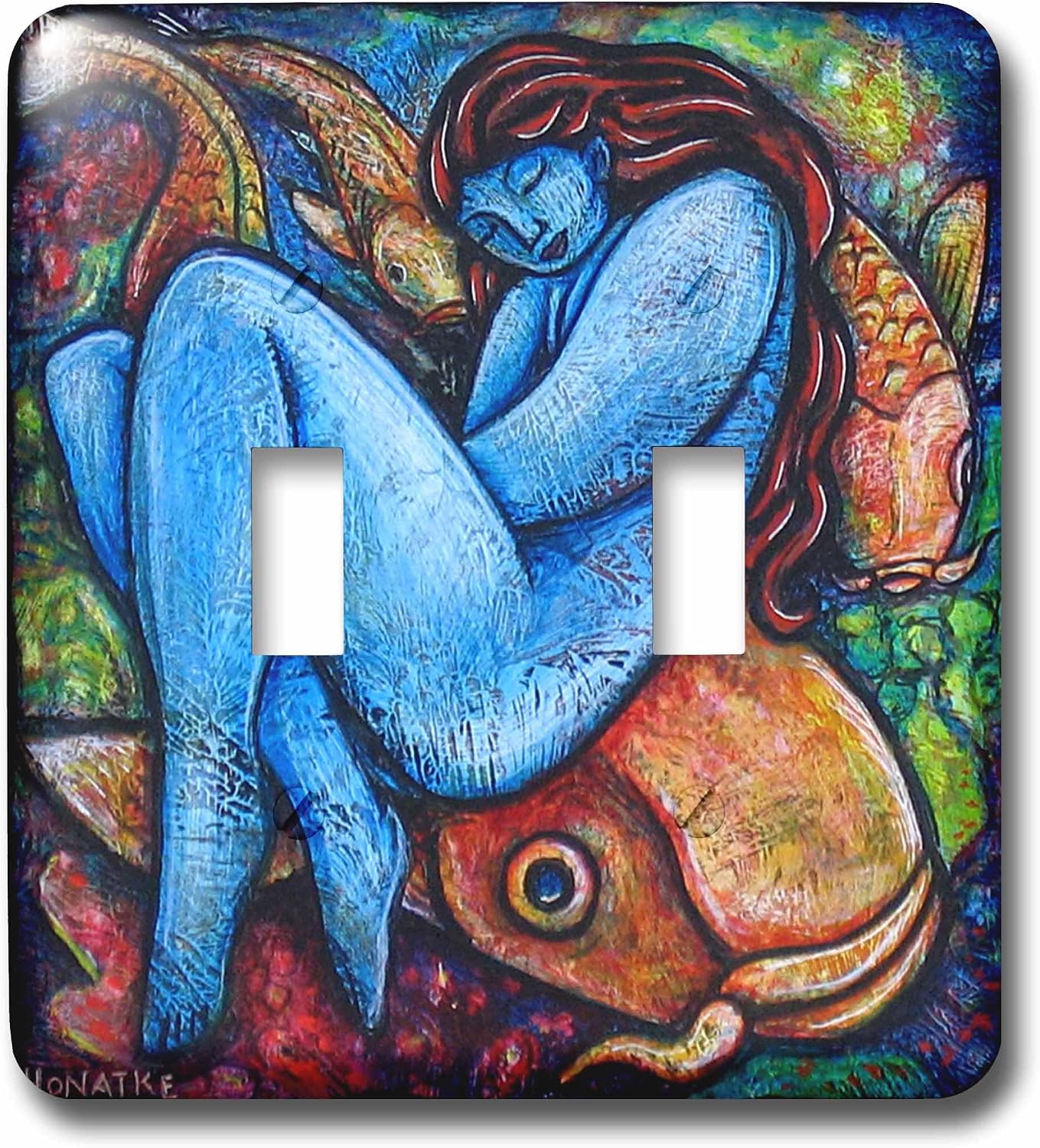 3dRose LLC lsp_21202_2 Koi Women Woman Fish Sensual Water Spiritual Colorful Double Toggle Switch