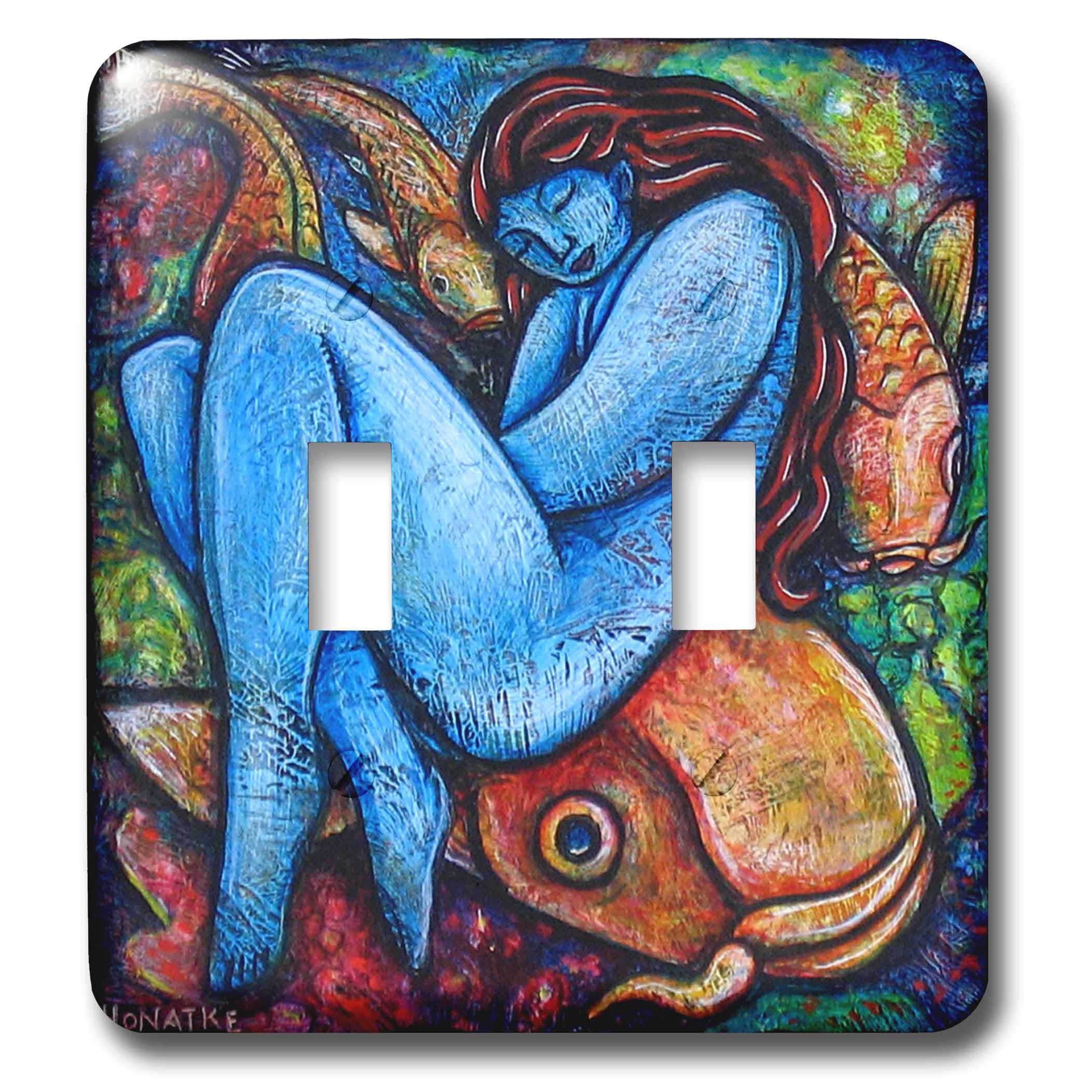 Double interrupteur déco Koi Femme Poisson lsp_21202_2 pour rénovation murale esthétique et colorée