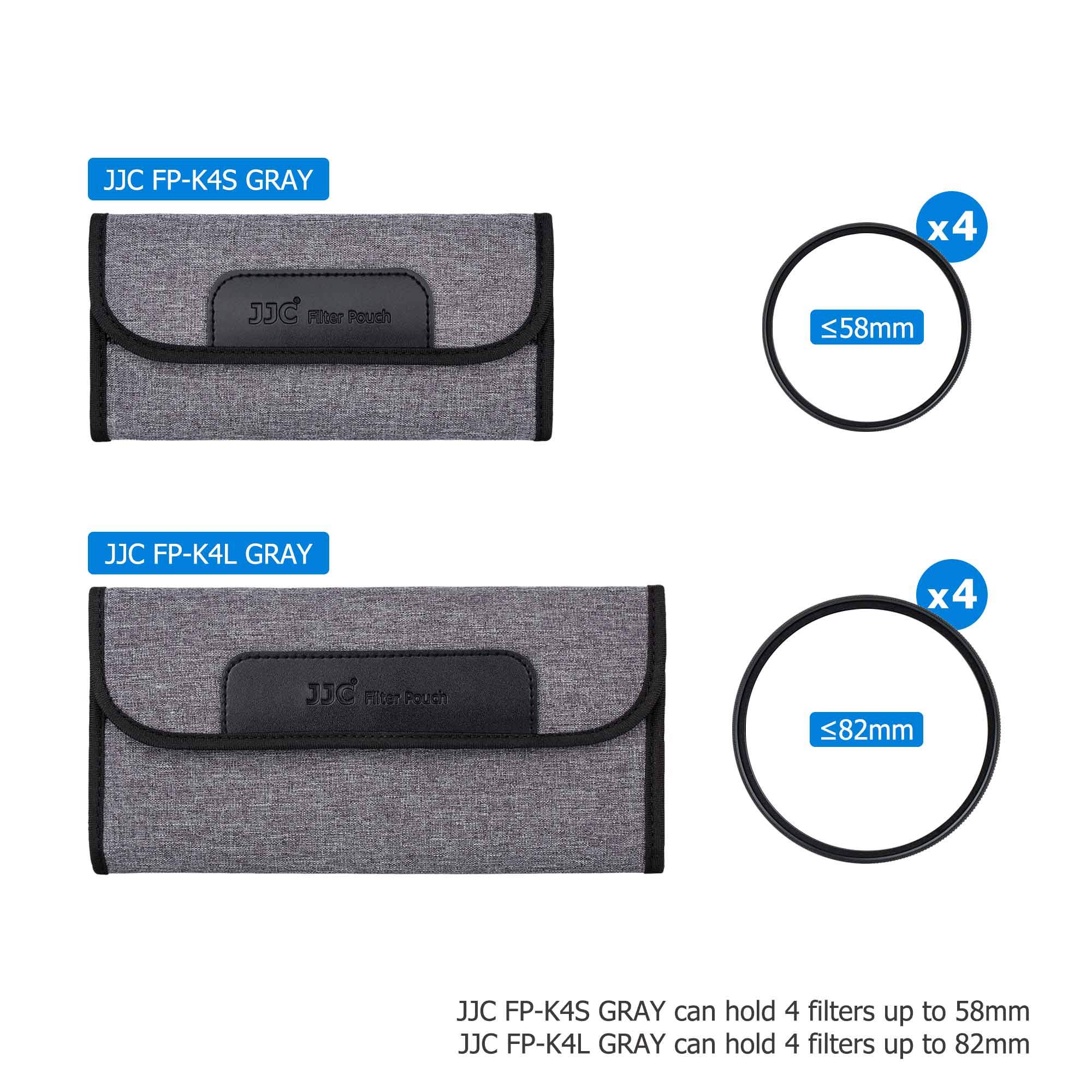 JJC 4 tasche per filtro obiettivo fotocamera diametro 82 mm, in neoprene elastico, con panno in microfibra