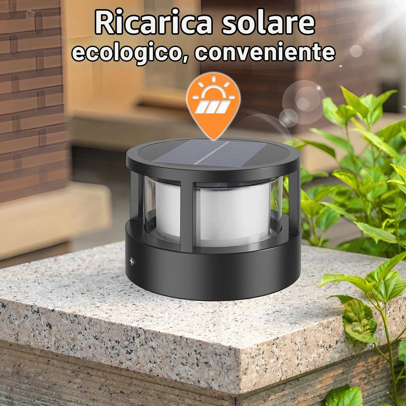 FREEUP Lampione Solare LED Esterno, Luce Solare da Esterno,15W Lampade Solari da Giardino con Sensore Crepuscolare, Ip65 Impermeabile Lampioni da Giardino, Alluminio, Bianco Caldo, Nero | 15W LED Luce Solari Esterno Per Pali, Cancello, Vialetto, Terrazzo,