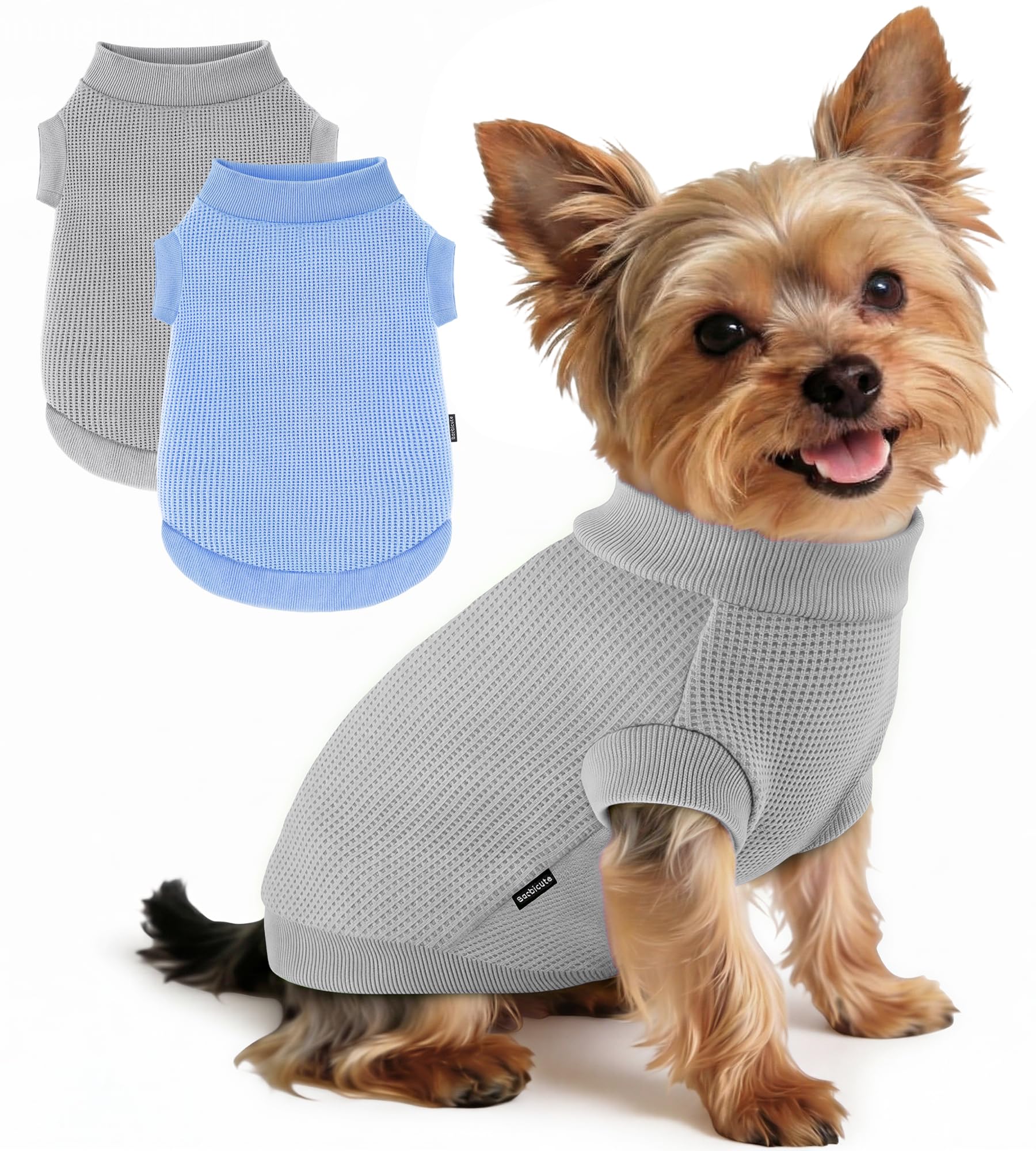 2 Pack Dog Shirt for Small Supplies Functional Waffle Dog Clothes Warm Soft Sweatshirt Outfit for Dogs Cats Pet Apparel