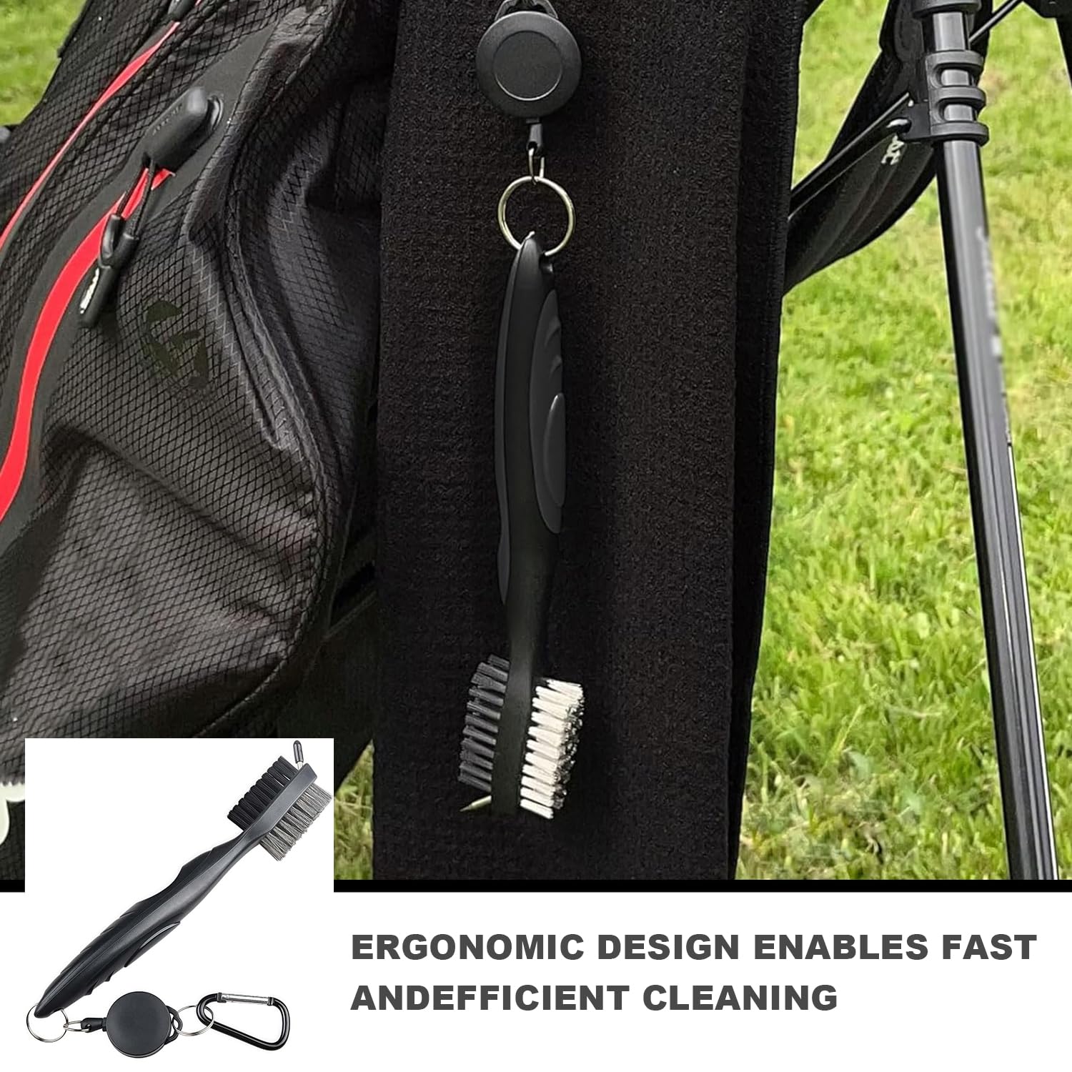 Cepillo de Golf y Limpiador de Ranuras 2 en 1,Limpiador Palos Golf,Regalos de Golf para Hombres,para Colgar en Bolsa de Golf