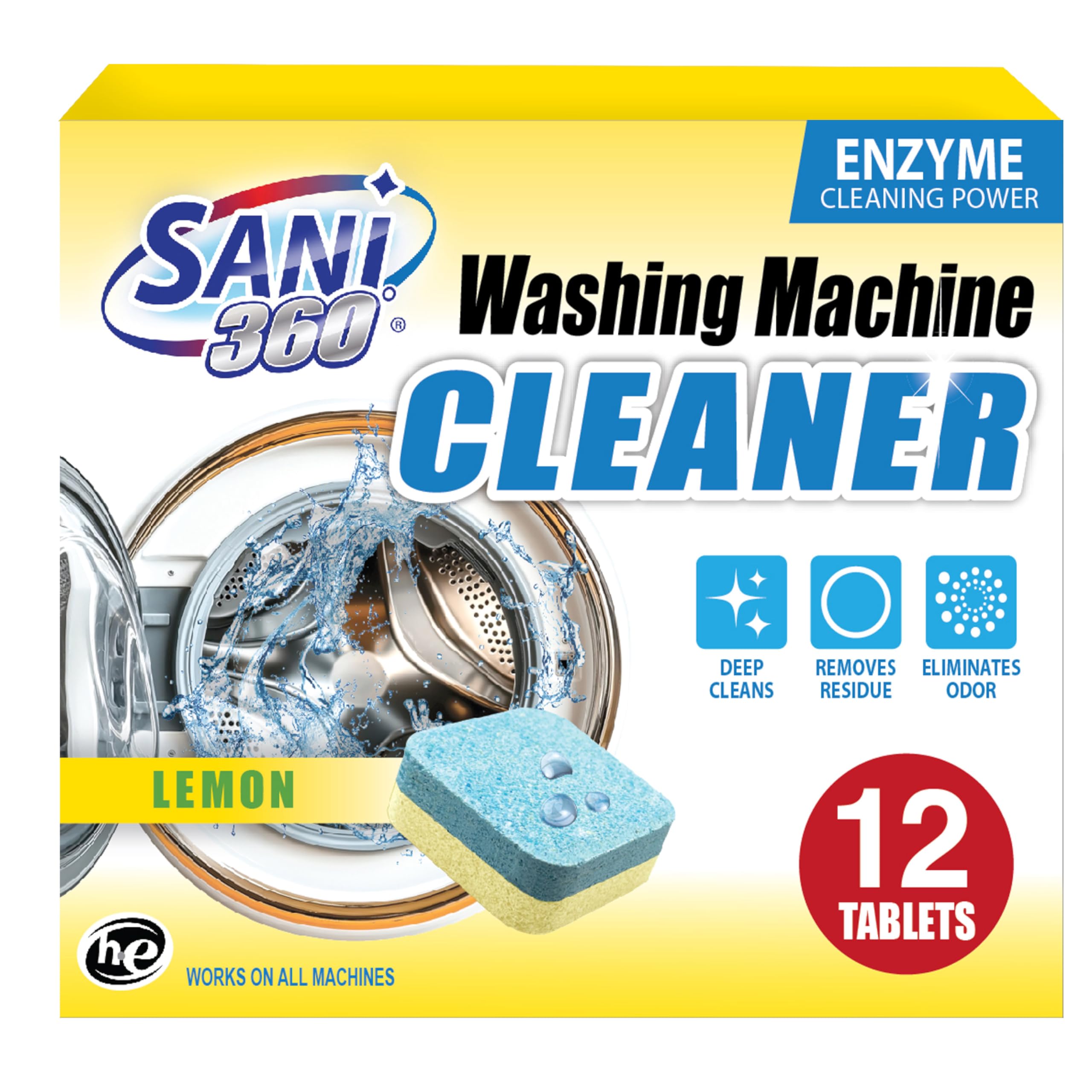 Sponsored Ad - Washing Machine Cleaning tablets, 12 pack is Formulated with Enzyme, Deep Cleans and Deodorizes Front and Top Loading Washers use up to 1 year supply Lemon Scent