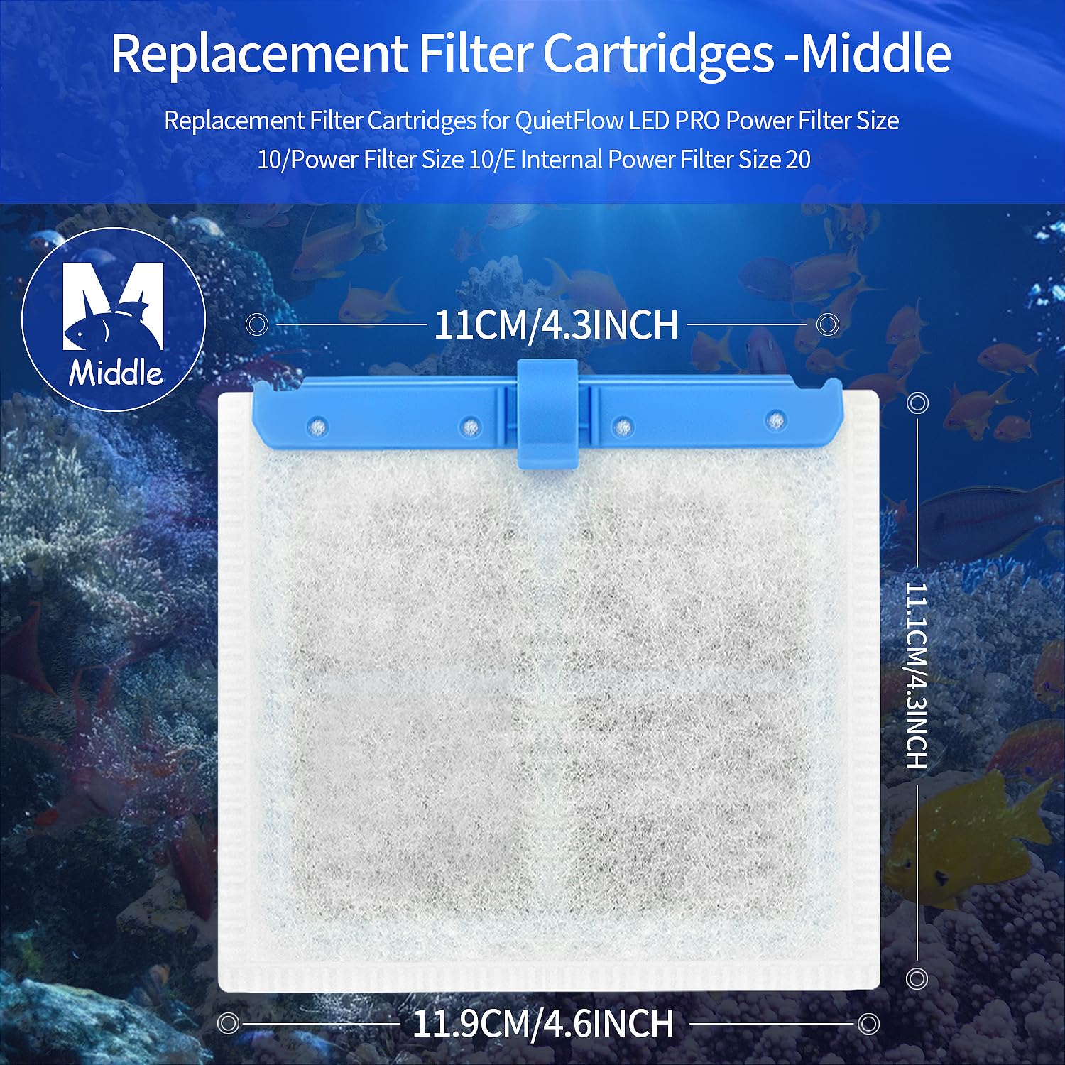 10 Pack Medium Replacement Filters Cartridges for Aqueon QuietFlow,Replacement Filter Cartridges with Aqueon QuietFlow LED PRO Power Filter Size 10