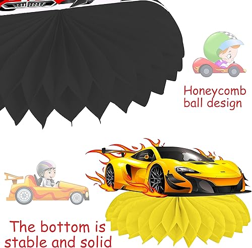 Miniatura 4 de C L cooper life Centros de mesa de cumpleaños de autos de carreras para niños, decoraciones de carreras de autos para carreras, suministros de