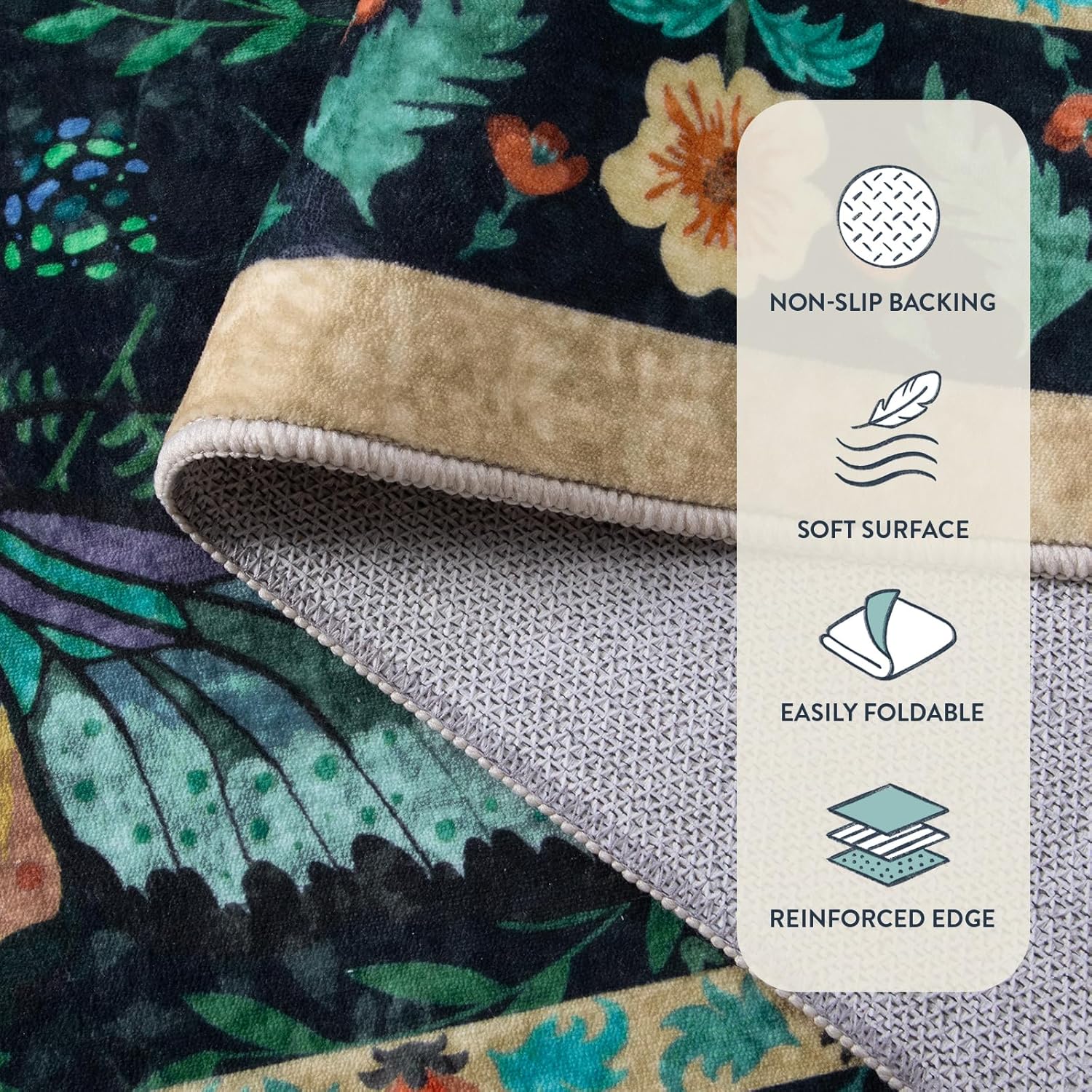 Lahome Bug Rugs for Living Room 8x10, Soft Whimsical Washable Area Rugs for Bedroom, Vintage Insect Classroom Decor, Non Slip Stain Resistant Carpet for Dining Room - Image 2