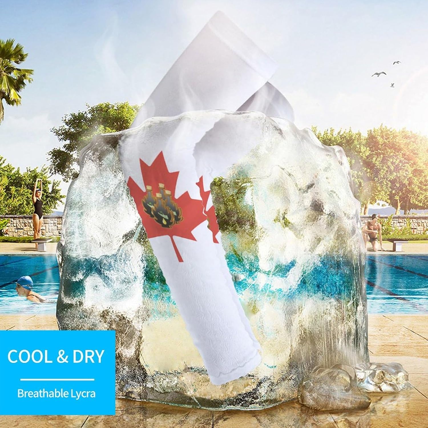 Canada Maple Syrup Canadian Flag Arm Sleeves Cooling Sun Protection Sports Compression for Golf Basketball
