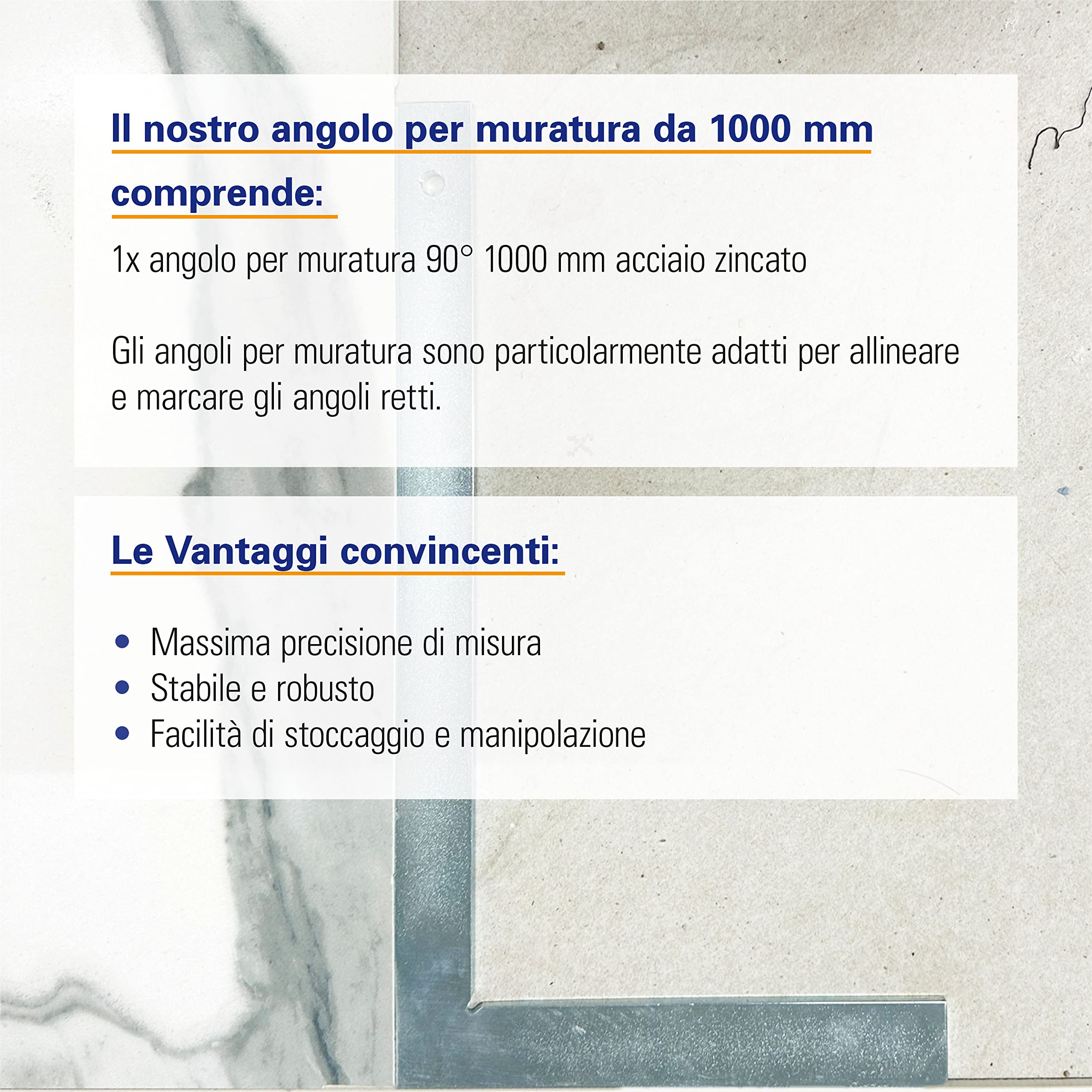Karl Dahm Squadra Semplice da Muratore Senza Cappello, 1000mm I Angolo in Metallo piatto per Allineare e Tracciare Angoli Retti – 11282