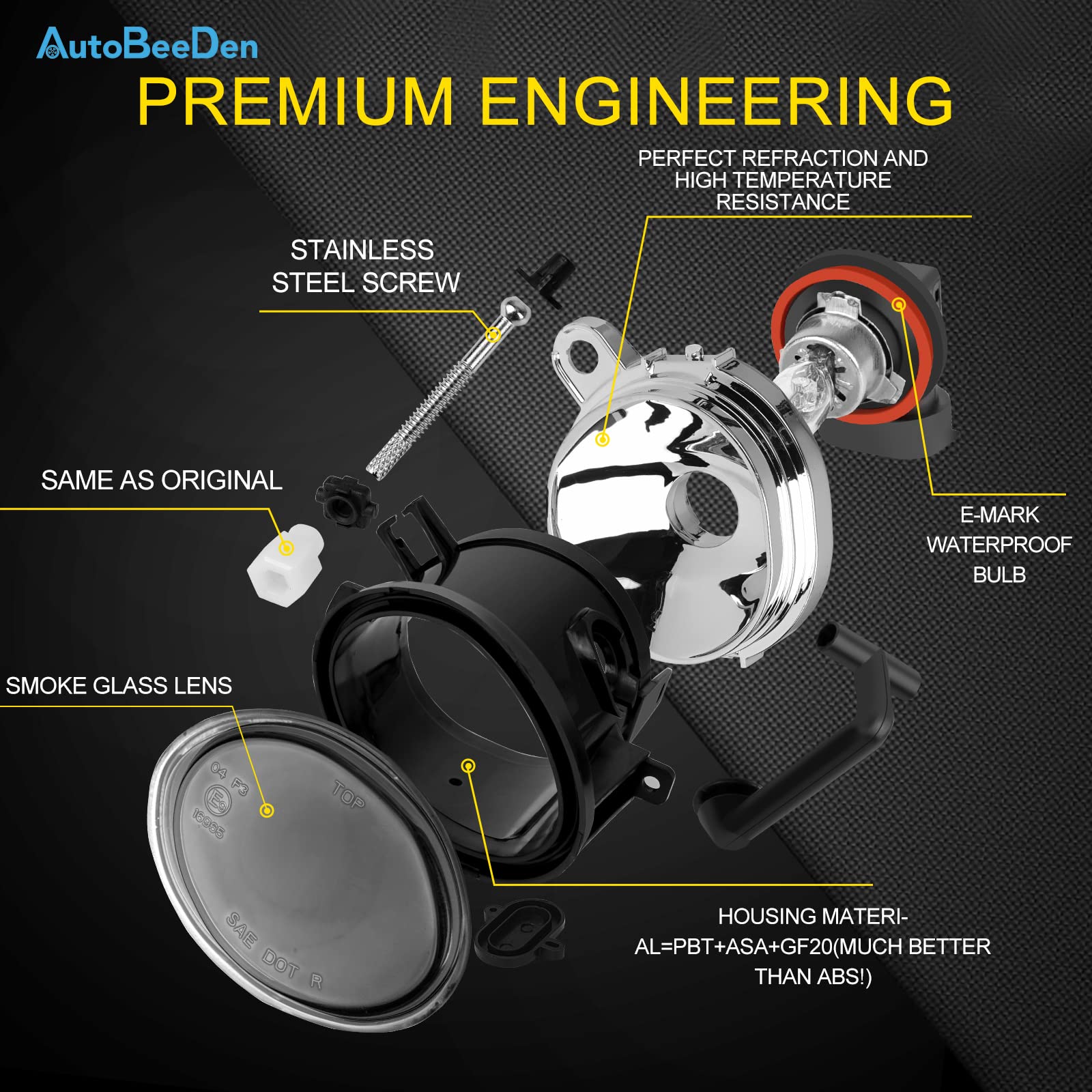 Luces antiniebla compatible con BMW (E46 E39 Parachoques M Tech Paquete deportivo M) Serie 3 5 M3 M5, 09/2000-12/2007, (HB SDN WGN CPE CONV) (Negro)