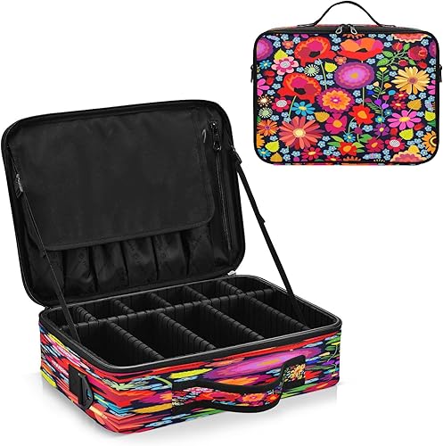 Miniatura 2 de Asters Chrysanthemums Rose and Poppies travel hanging cosmetic travel makeup brush make up bags women makeup bags for women neceser para cosmeticos