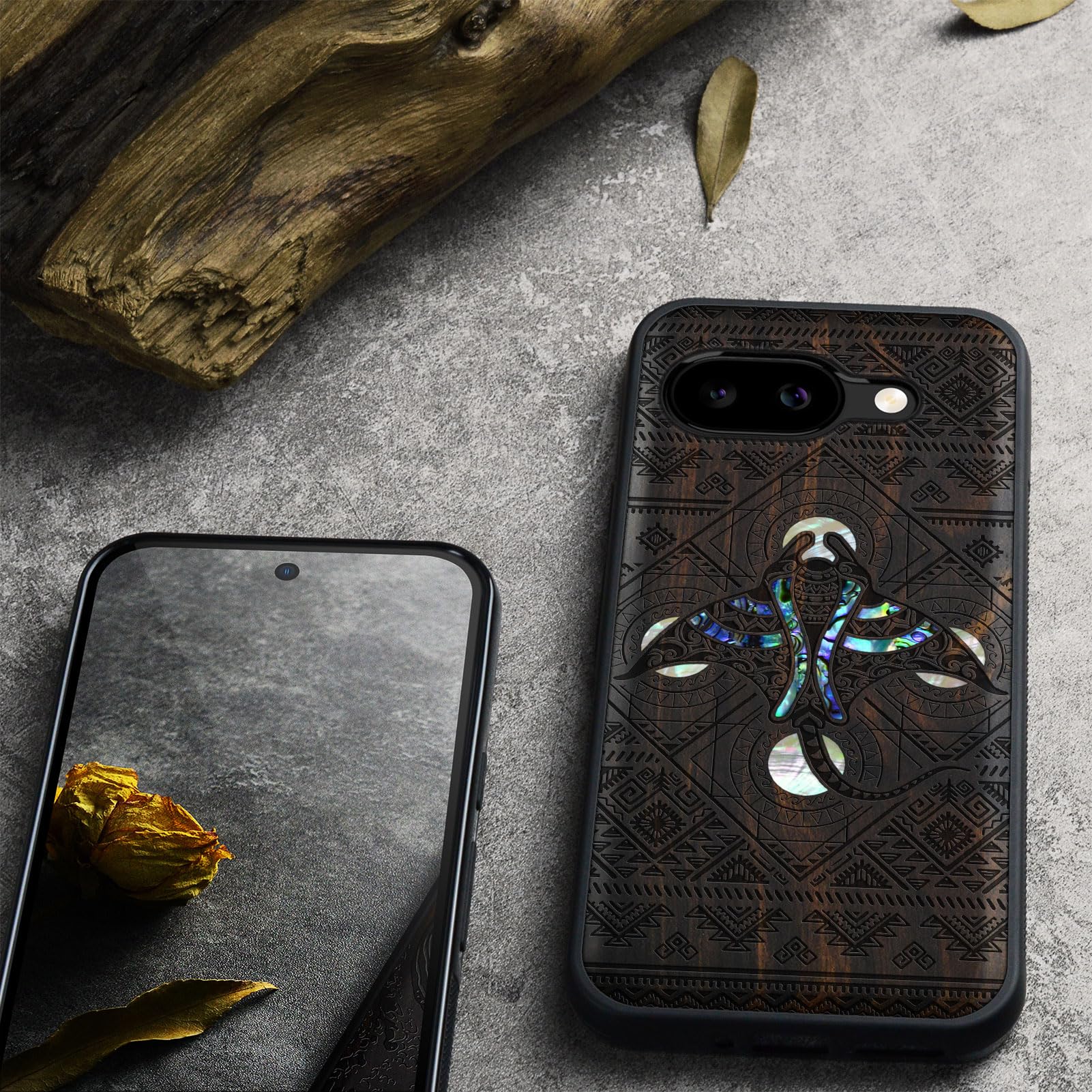 Custodia Magnetica Carveit Per Google Pixel 9a - Design Legno E TPU, Stile Vintage E Protezione