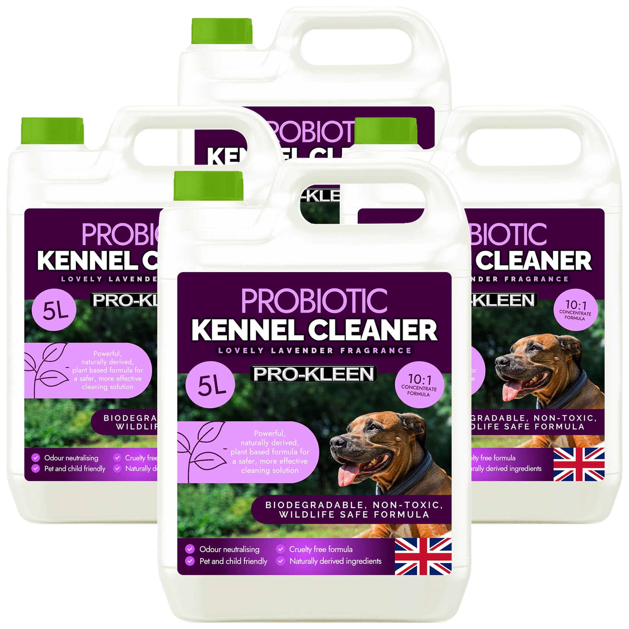 Pro-Kleen ProBiotic Kennel Cleaner 4 x 5L - Cleans & Neutralises Odours - Biodegradable, Non-Toxic, Wildlife & Pet Safe - Naturally Derived Ingredients - Cruelty Free & Vegan (Lavender Fragrance)