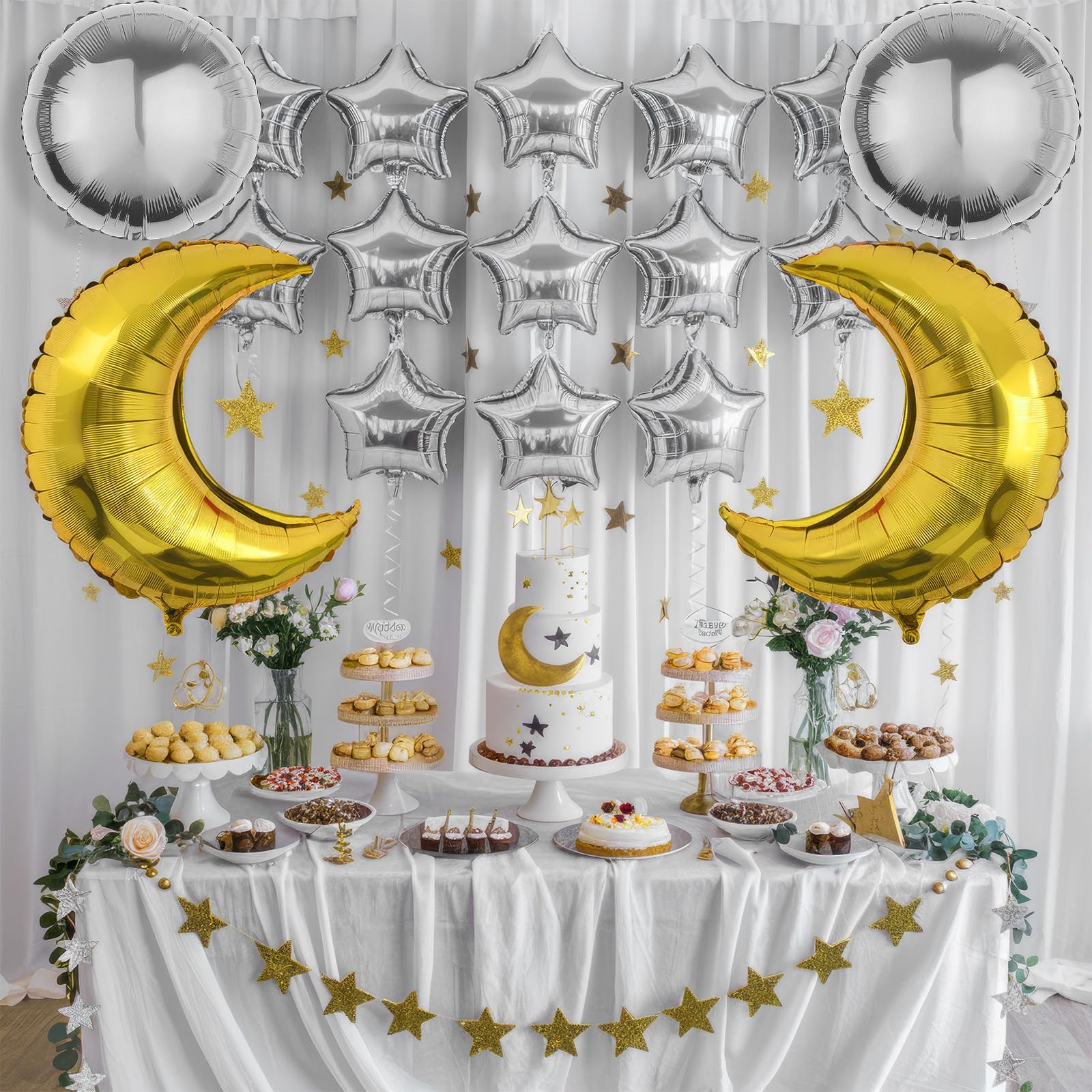 Kit De Guirlande De Ballons Galaxie Avec Astronaute Lune Argent Explosion étoile Ballons En Aluminium Pour Enfants Espace Décorations De Fête D'anniversaire