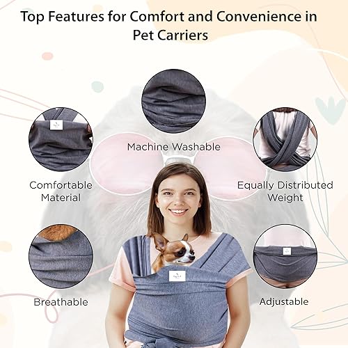 Miniatura 4 de Transportador para perros y gatos pequeños, bolsa transportadora para gatos, cabestrillo para cachorros, envoltura para el pecho del perro,