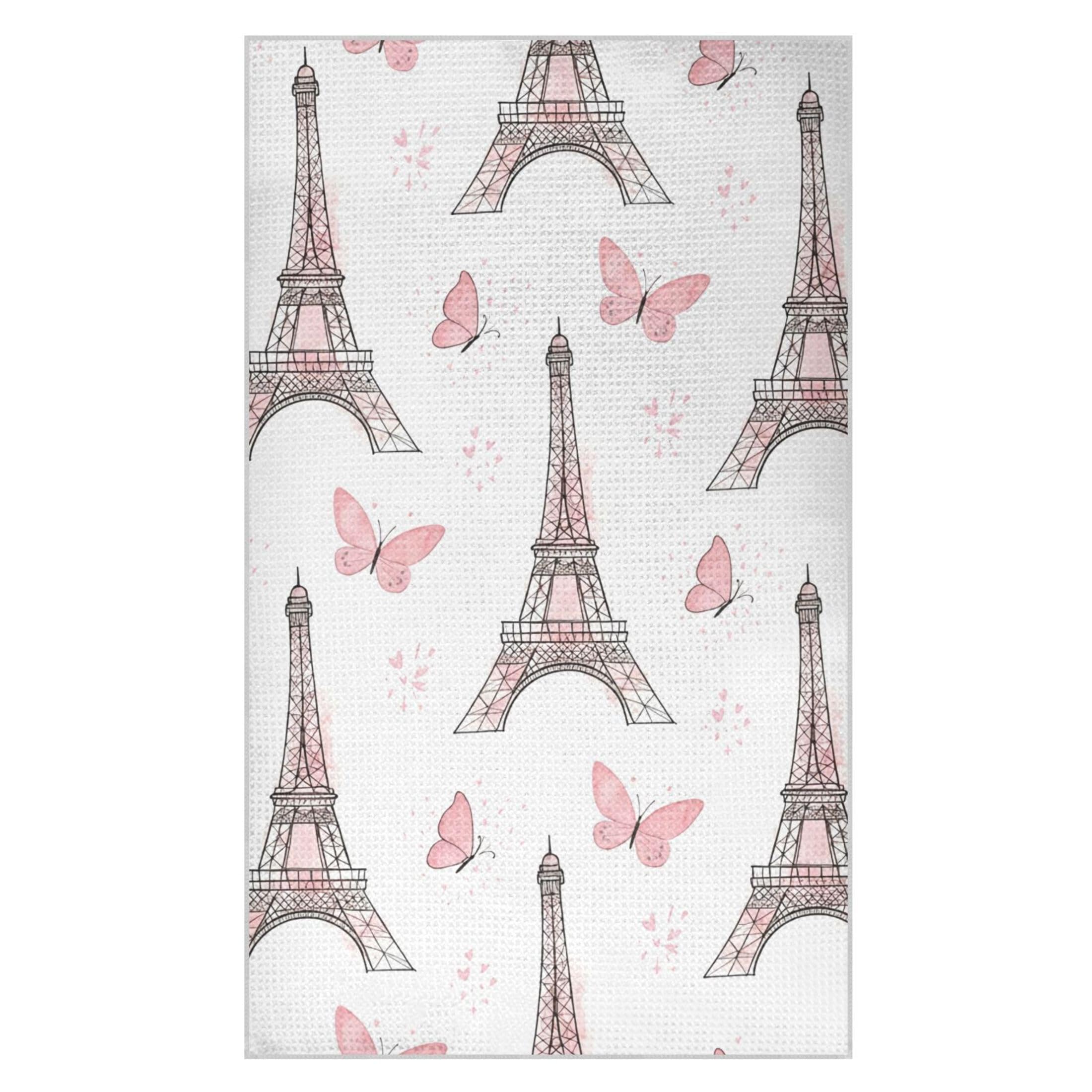 Kutsu Eiffel Tower Waffle Weave Kitchen Towels Absorbent Quick Drying Dish Towels for Kitchen, Decorative Tea Towel, 18x30 in