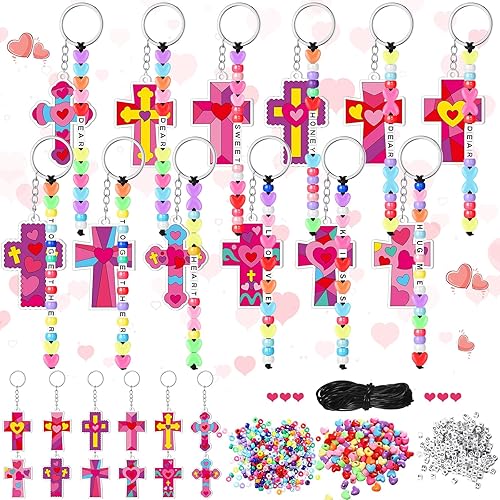 Tondiamo 36 Set DIY Easter Cross Keychain Craft Kit Make