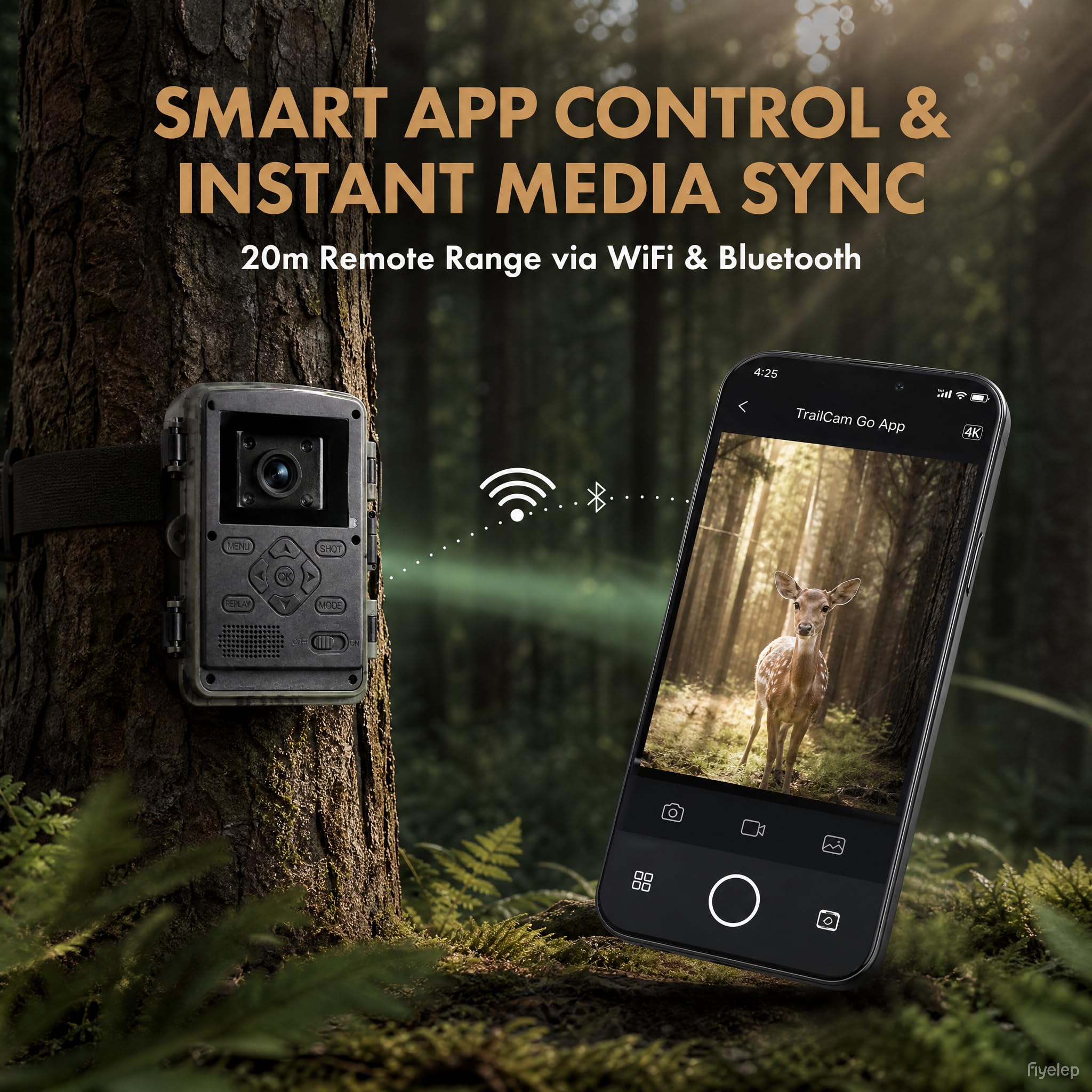 Piège Photo 4K 60MP WiFi App, 46 LED IR 25m Nuit IP66 120°