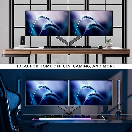 Miniatura 7 de Mount-It! Soporte de escritorio para monitor dual con brazos de resorte de gas de movimiento completo