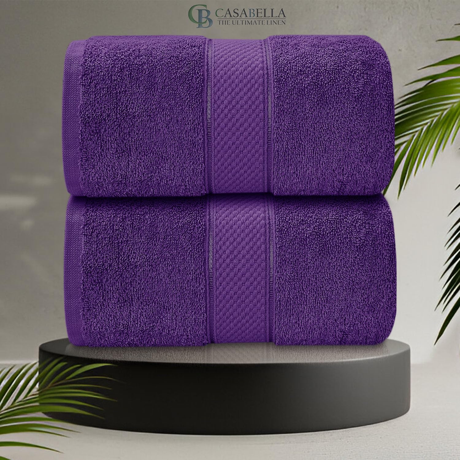 CB CASABELLA 2 Piece Jumbo Bath sheet 100% Combed Cotton Extra Large Bath Towel bale set super Absorbent Soft Purple 2 Pack 90X180 CM Bath-sheets for bathroom