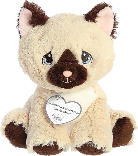 Aurora Inspirational Precious Moments Jaspurr - Peluche de gatito siamés, recuerdos apreciados, comodidad duradera, color marrón, 8.5 pulgadas
