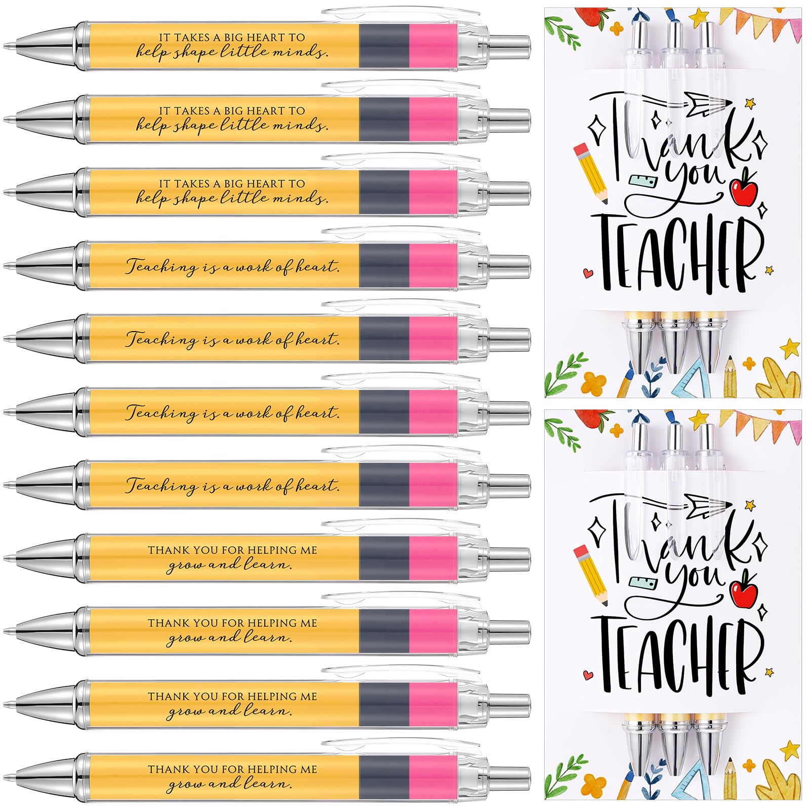 Sayglossy 20 Sets Gifts for Teachers Thank You Ballpoint Pens with Inspirational Quotes and Gift Cards, Teacher Appreciation for Men and Women