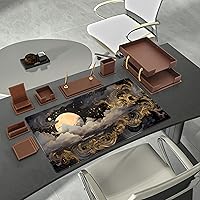 Vista 3 de Golden Moon Desk Pad Black Desk Mat XXL Mouse Gaming Pads, Starry Sky Keyboard Pads Extra Large Desktop Computer Mats with Non-Slip Base & Stitched