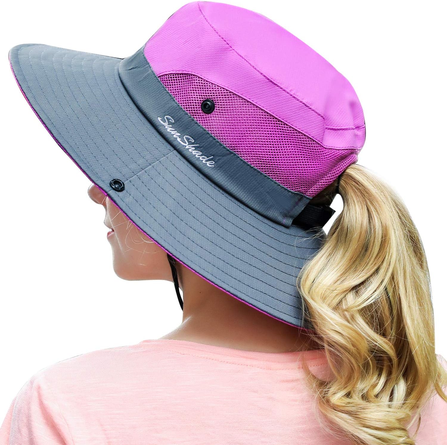 Outdoor Sun Hat Boonie UV Protection Mesh Adjustable Bucket Fishing Ponytail Cap