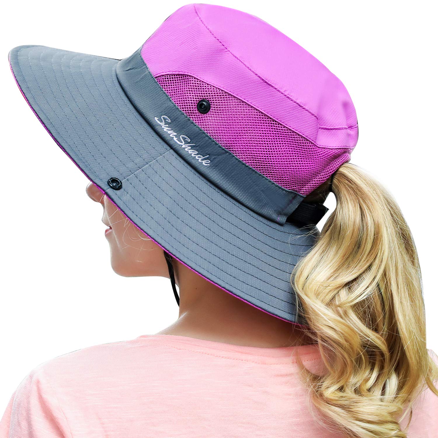 Outdoor Sun Hat Boonie UV Protection Mesh Adjustable Bucket Fishing Ponytail Cap