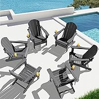 Vista 68 de SERWALL - Silla plegable Adirondack para patio, jardín, exterior, resistente a la intemperie, sillas para hoguera, color naranja