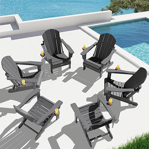 Miniatura 68 de SERWALL - Silla plegable Adirondack para patio, jardín, exterior, resistente a la intemperie, sillas para hoguera, color naranja