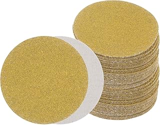 50pcs No Hole Sanding Discs- [ 3 Inch 60 Grit ] Round Hook and Loop Grip Sanding Pads Sheet Sandpaper for Automotive Woodworking Polishing Use| Gold, Aluminum Oxide