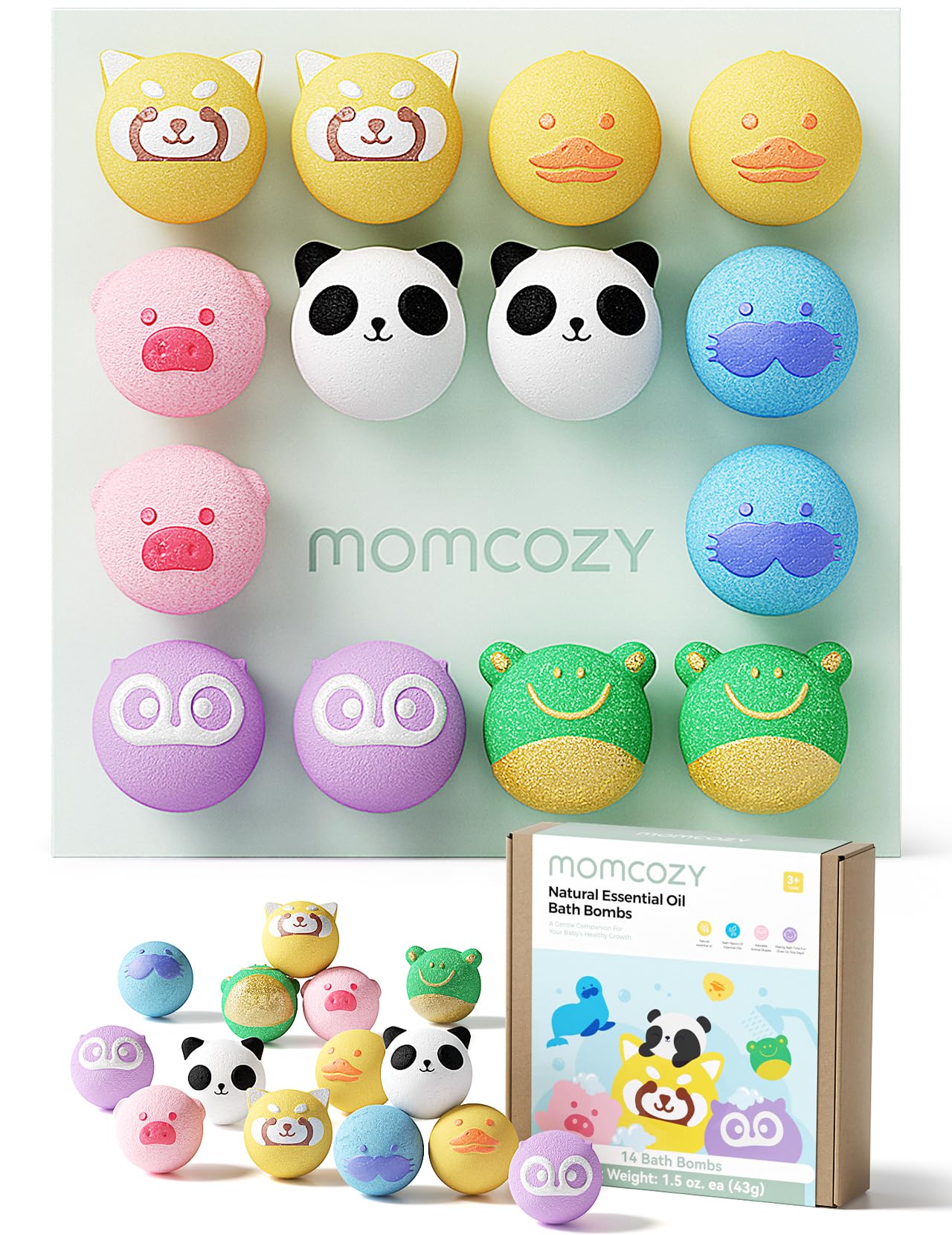 Photo 1 of **FACTORY SEALED** Momcozy 14-Pack Fruit Bath Bombs with Essential Oil, Ideal Christmas Gift for Happy Educational & Fun Bath Time, Bath Bombs Kit with 7 Cute Fruit Shapes, Ideal Gifts for Kids Girls Boys Toddlers