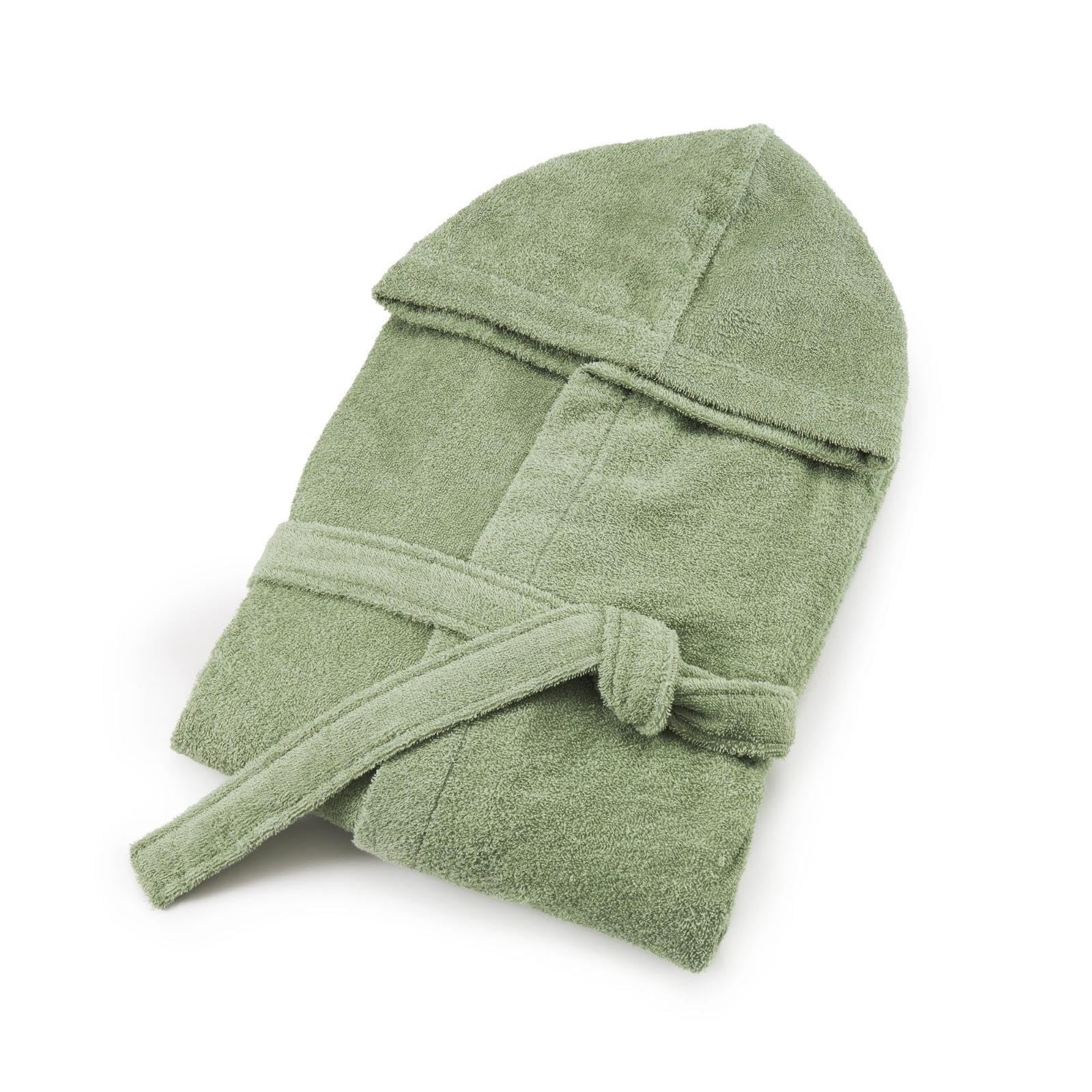 Accappatoio Uomo Donna in microspugna 100% cotone 260 grammi con cappuccio e tasche Journey (IT, Testo, S, Regular, Regular, 4-Salvia)