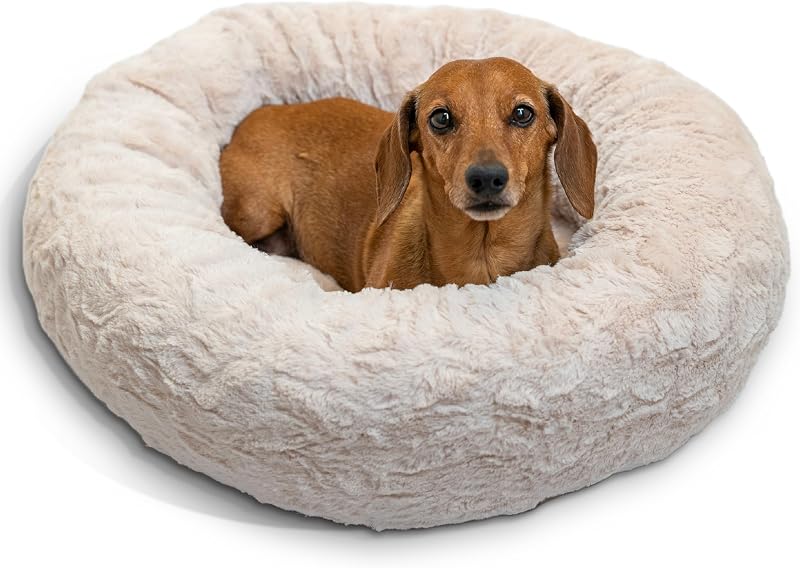 Cama Donut para Gatos e Cães Pequenos Best Friends by Sheri, Pelúcia Lux, Oyster, 58,42 x 58,42 x 17,78 cm, 1,2 kg
