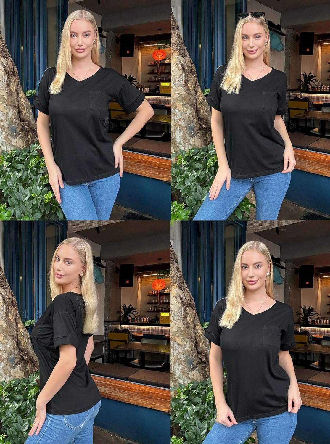 Aranmei 3 Pack Womens T Shirts Short Sleeve V Neck Pocket Basic Tees Summer Casual Loose Fit Tops S-XXL - Image 5