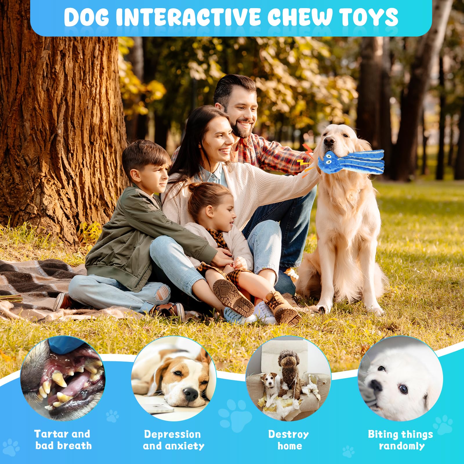 Interactive Octopus Toy With Squeaky Plush, Crinkle Paper - Image 4
