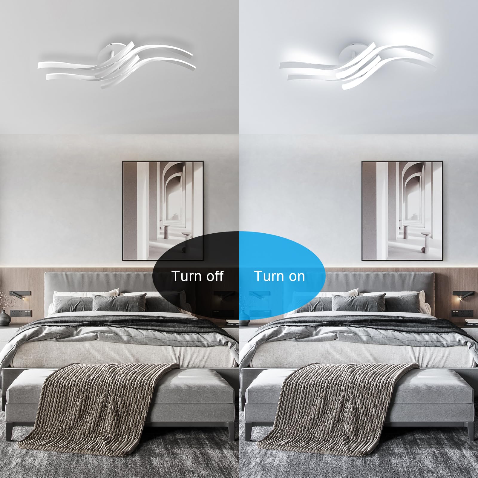 Comely Nowoczesny Plafon LED, 32W 3600LM 60cm Lampa Sufitowa, Biała Aluminiowa Oprawa Sufitowa Do Sypialni, Salonu, Korytarza, Zimna Biała Biel 6500K