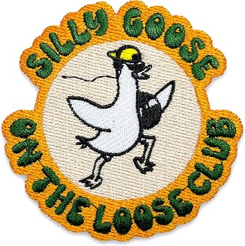 S*lly Goose On The Loose Club Patch 3 Inches Iron On/Sew On Embroidered Applique Patch for Clothes Backpacks Hats, Funny Meme Silly Humor Cute Goose DIY Accessories Gift for Mom Dad Friend Coworker