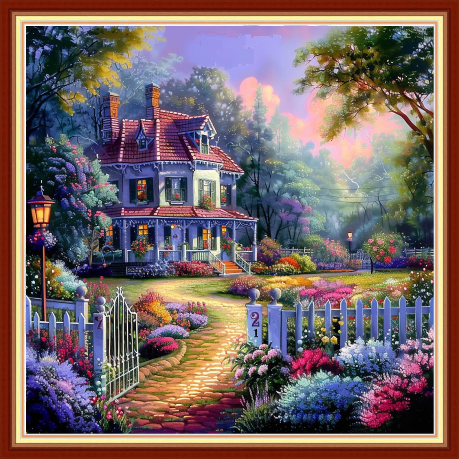 Magxvouy Cross Stitch Kits Stamped Full Range of Embroidery Kits,Cross Stitch Patterns Needlework Kits for Beginners 11CT Printed Kits&amp;Home Scenery 18x18 inch