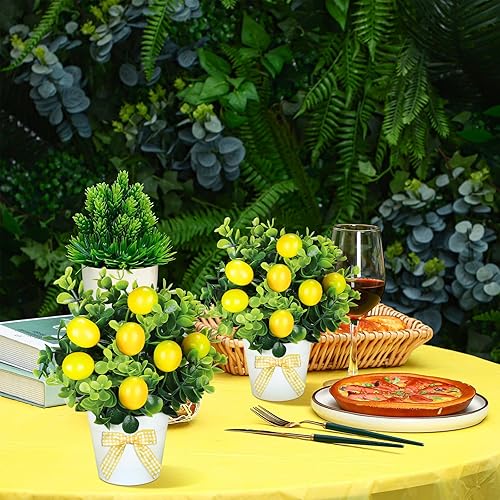 Miniatura 4 de Jexine Juego de 3 piezas de decoración de fresa, bandeja escalonada de fresa, planta de fresa artificial, decoración del hogar, mini jarrones,