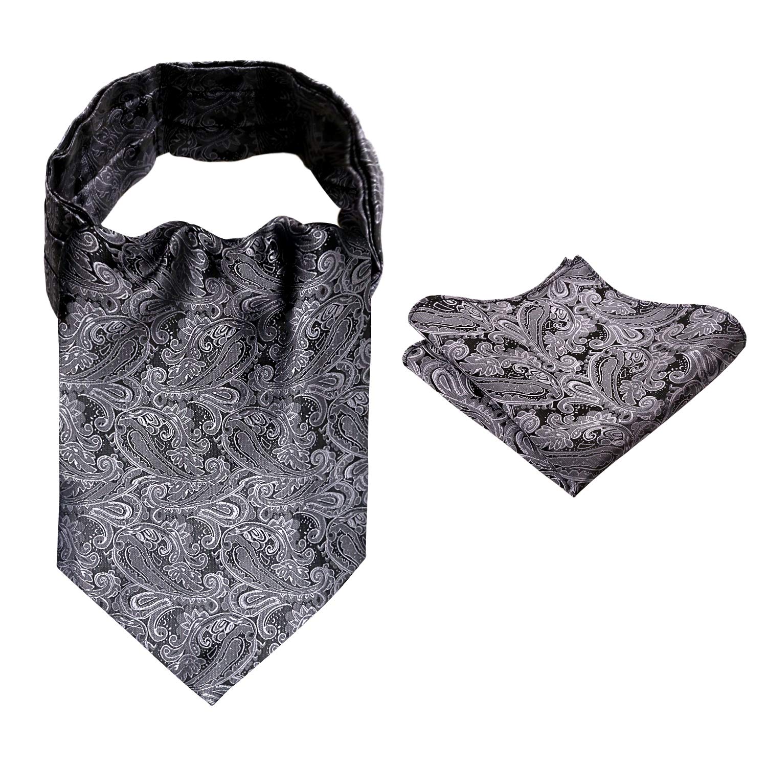 Alizeal Mens Self-tied Cravat Tie Ascot and Pocket Square Set