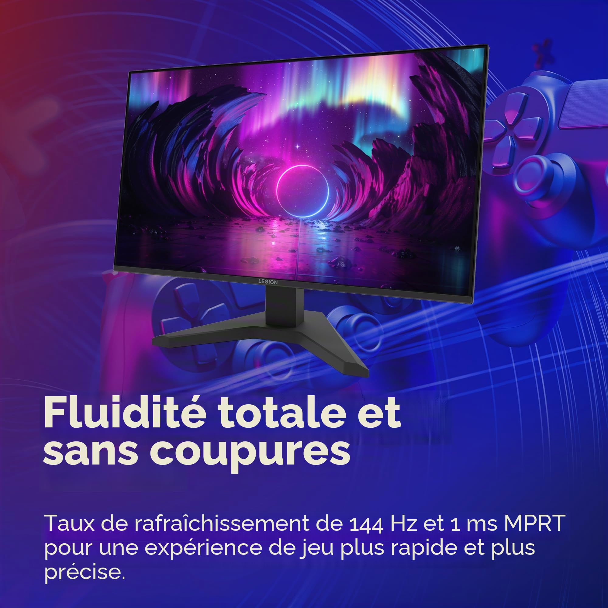 Lenovo Legion R27s - Écran 27'' FHD (1920x1080, IPS, 144 Hz, 1 ms, 1x HDMI+DP, 99% sRGB, Cable HDMI) - Noir Raven