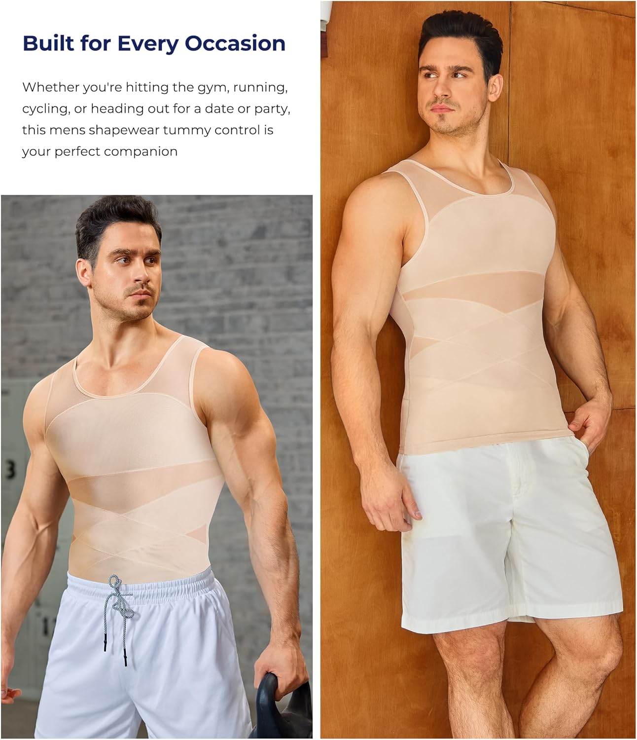 TAILONG Men's Compression Shirt for Body Shaper Slimming Vest Tight Tummy Underwear Tank Top - Image 5