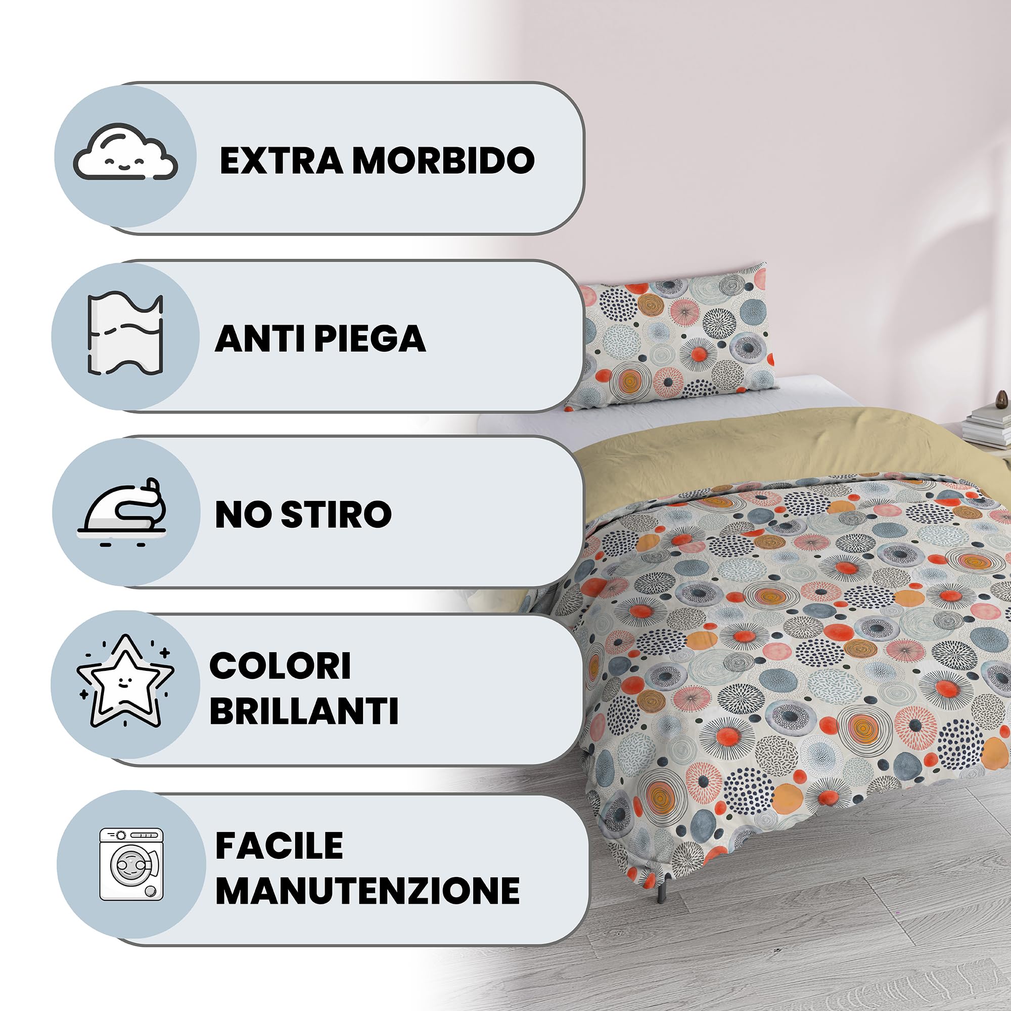 Sogni e Capricci Fantastyczna poszwa na kołdrę (Made in Italy), acquerello, pojedyncza