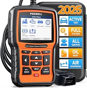 FOXWELL NT510 Elite OBD2 Diagnostic Scanner Full System Engine ABS SRS ESP BAS AC Fault Code Reader Scan Tool with Bi-Directional All Service Oil EPB Light Reset Air Suspension fit for Mercedes-Benz