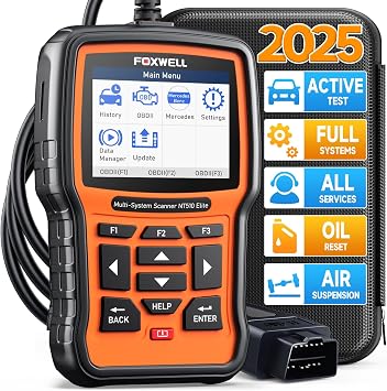 FOXWELL NT510 Elite fit for Mercedes-Benz MB Sprinter OBD2 Scanner Diagnostic Scan Tool Full System ABS SRS ESP BAS AC Car Code Reader with Bi-Directional All Service Oil EPB Reset Air Suspension