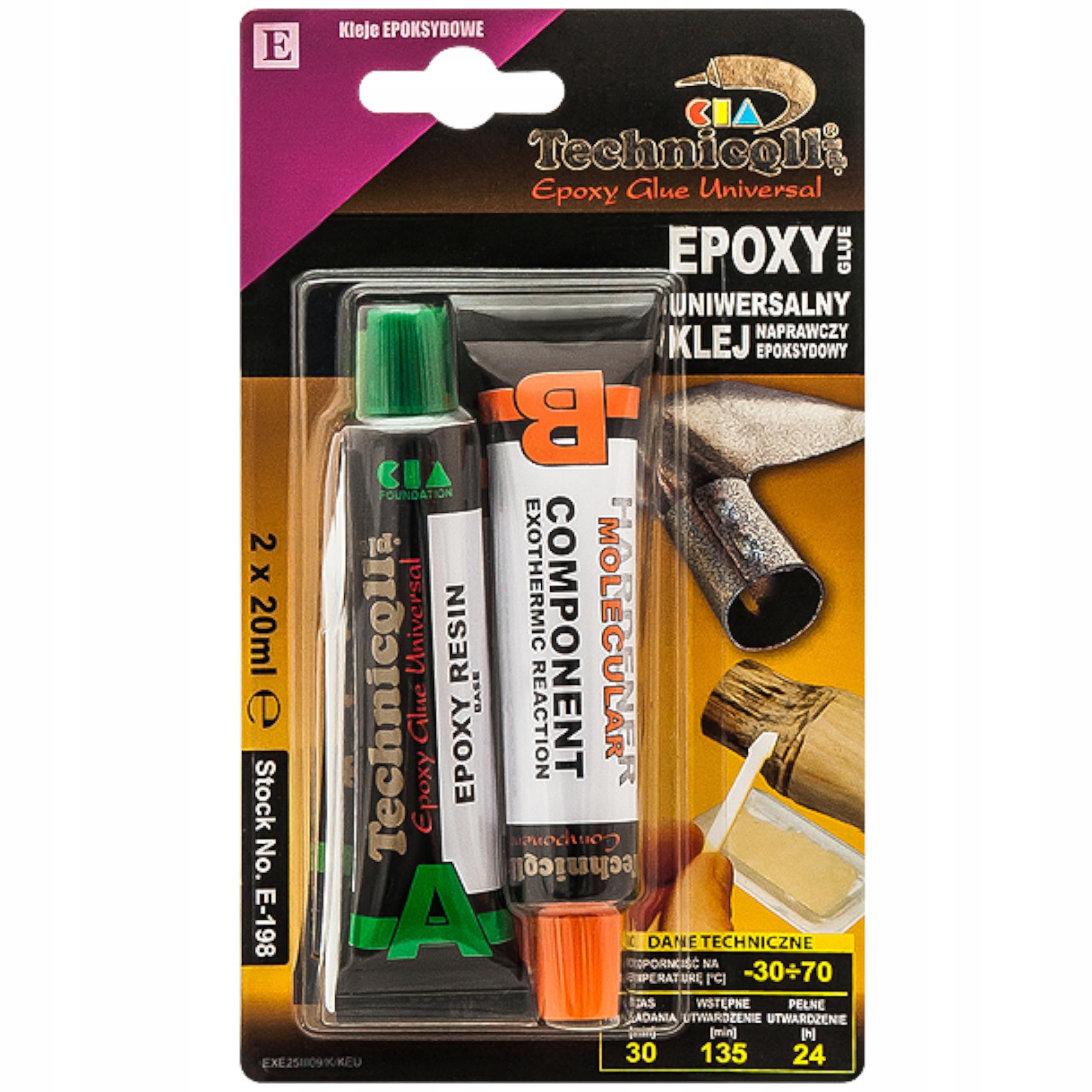 Epoxy Adhesive Glue for PVC Metal Plexiglass Wood Ceramics Etc 2 X 20Ml Universal