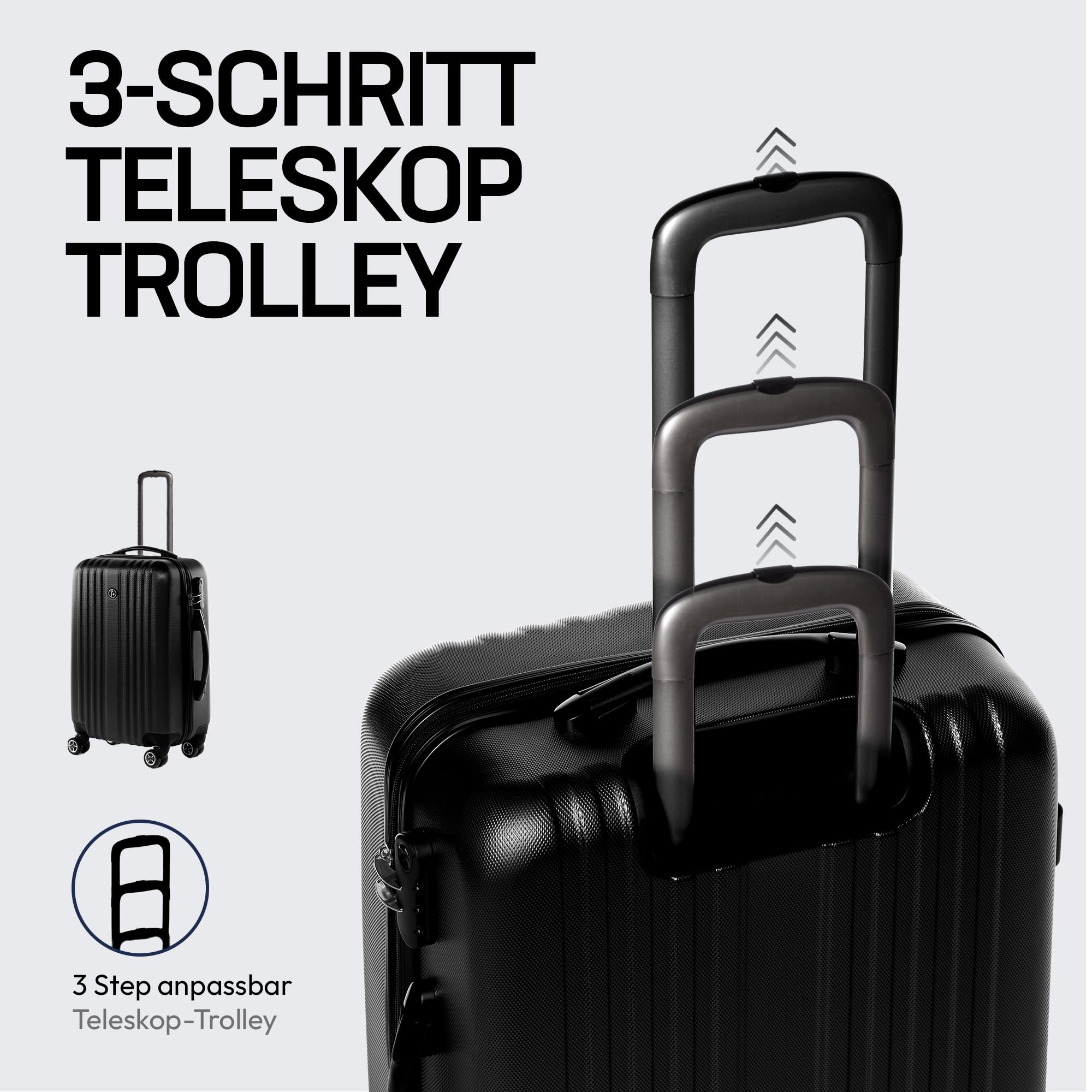 FERGÉ Trolley bagaglio a mano TOULOUSE - Valigia rigida 55 x 35 x 22 cm valigetta bagaglio cabina 4 ruote nero