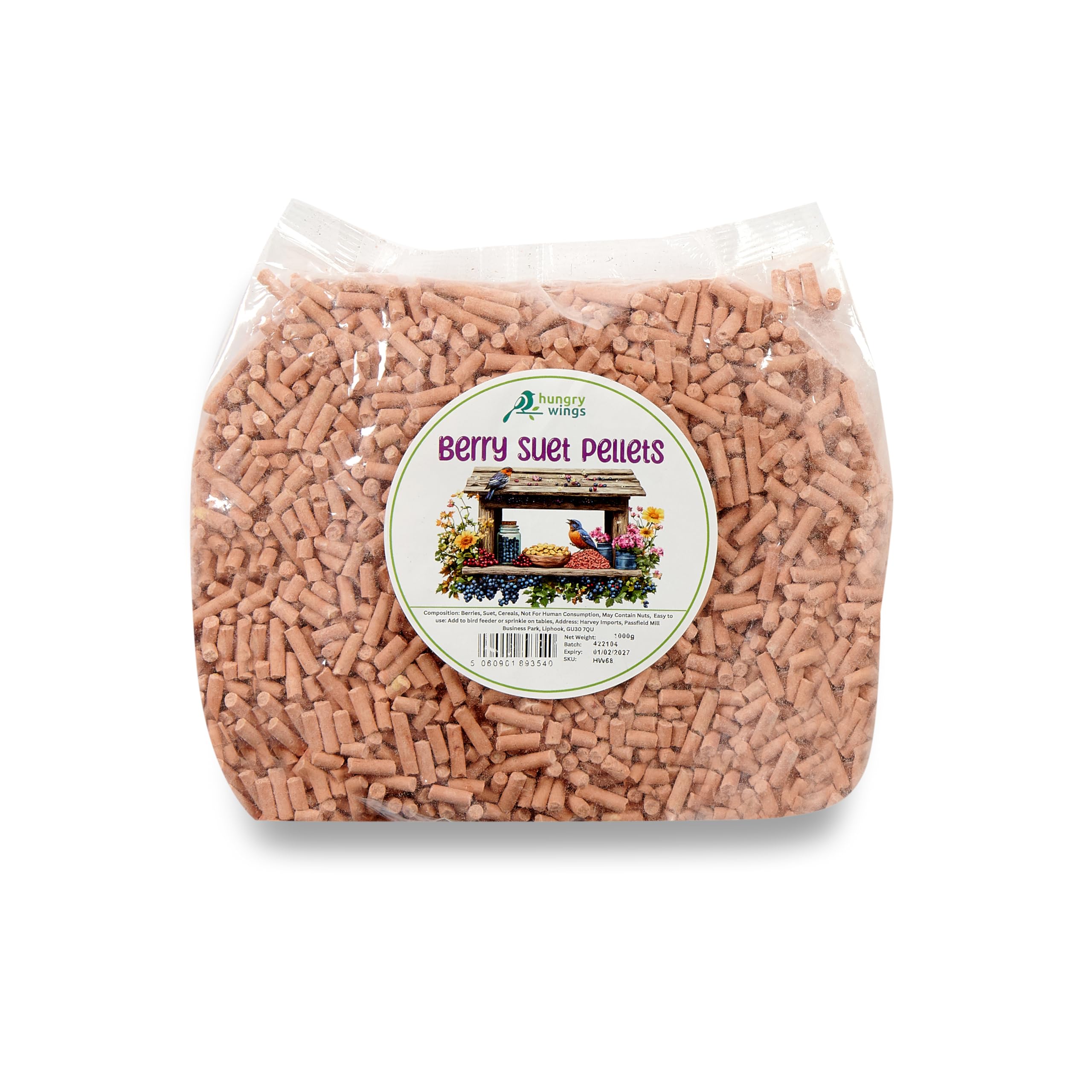 Wild Bird Food (1kg, Berry Suet Pellets)